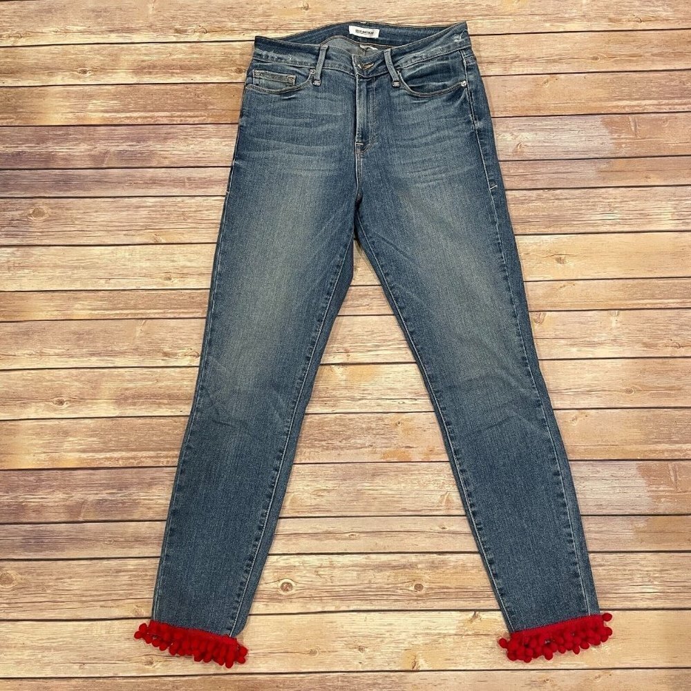Good American Good Legs Skinny Jeans GAGLCP148 Red Pom Pom - Picture 2 of 10